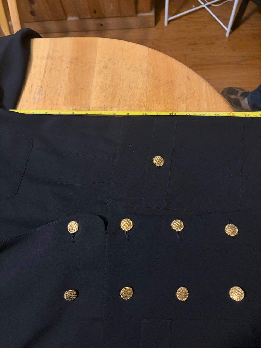 CHANEL Black Double-Breasted Wool Blazer & Skirt Set with Gold Buttons - Picture 15 of 17